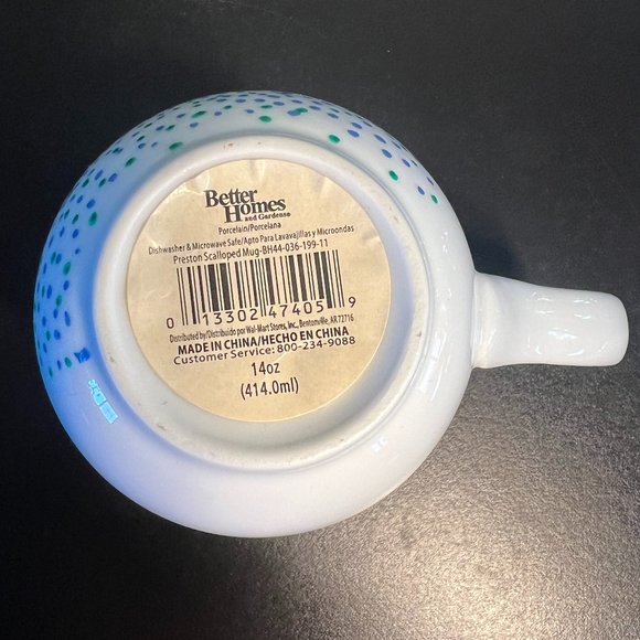 BETTER HOMES AND GARDENS  Letter W Monogram Initial Green & Blue Dotted Mug NWT - Picture 4 of 5